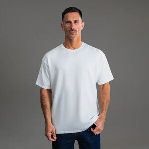 Sene Cumulus Drop Shoulder Heavyweight Crew T-Shirt (White)
